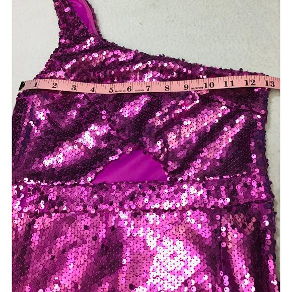 LULU'S  XS Pink Prom Perfect Cutout One-Shoulder Sequin Gown NEW B52 *flaw - Picture 14 of 15